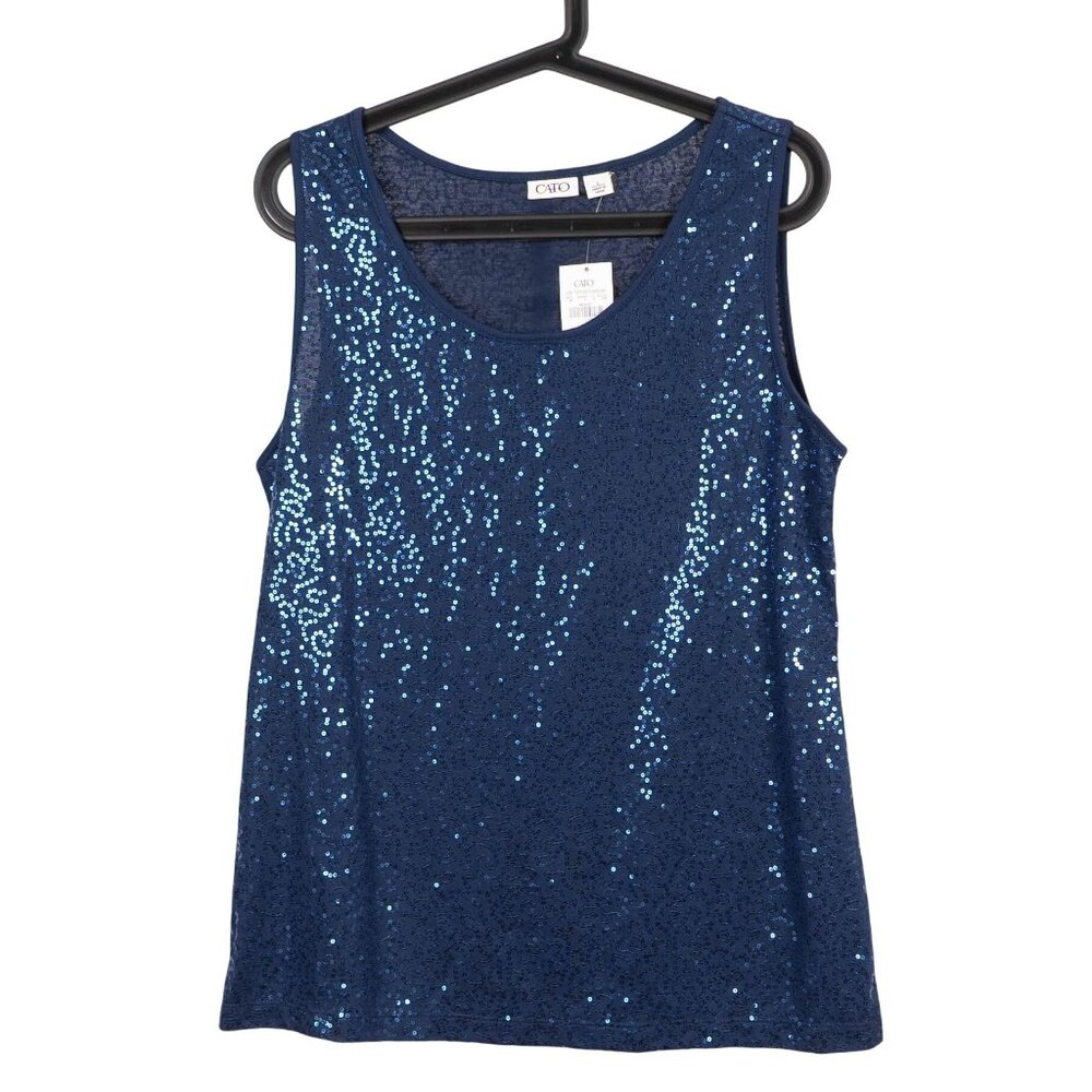 Cato Sequin Tank L Womens Blue Metallic New Layered Fairy Festival WhimsiGoth
